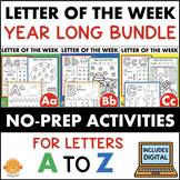 Letter of the Week A to Z Worksheets Year Long Alphabet Pr