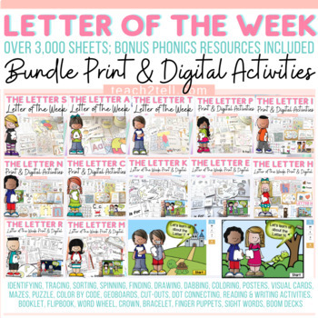 Preview of Letter of the Week Alphabet Activities Printables A-Z Bundle Print & Digital