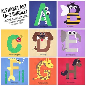 Alphabet Art Bundle, Upper A-Z by Who Arted | TPT