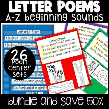 Preview of Letter of the Week Alphabet Poems | Beginning Sound Pocket Chart Poems Activity