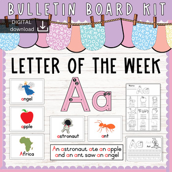 Preview of Letter of the Week - Alphabet bulletin board - phonics kit - handwriting