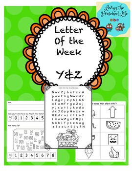 Preview of Letter of the Week Freebie - Y and Z