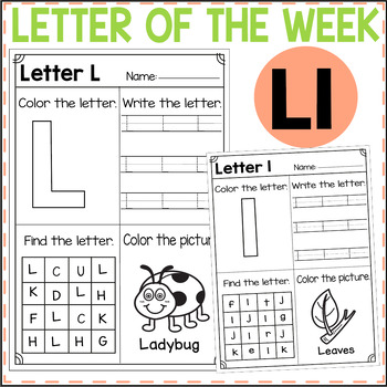 Letter of the week: LETTER L-NO PREP WORKSHEETS- LETTER L Alphabet Lore  theme