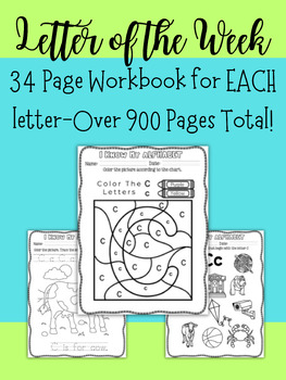 Preview of Letter of the Week Workbook Bundle-All 26 Letter Included-Over 900 Pages!