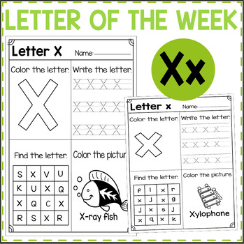 Letter of the week: LETTER X-NO PREP WORKSHEETS- LETTER X Alphabet Lore  theme