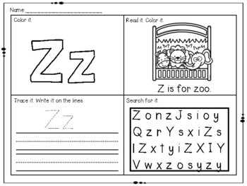 Letter of the Week- Z by Littles Learn BIG | Teachers Pay Teachers