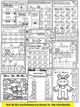 Letter of the week: LETTER H-NO PREP WORKSHEETS- LETTER H Alphabet