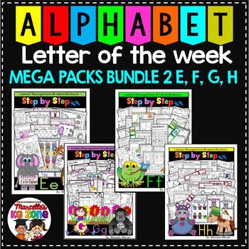 Preview of ALPHABET WORKSHEETS- LETTER OF THE WEEK- MEGA PACK BUNDLE 2- E, F, G, H