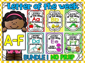 Preview of ALPHABET WORKSHEETS-LETTER OF THE WEEK WORKSHEETS-BUNDLE 1 (A-F)