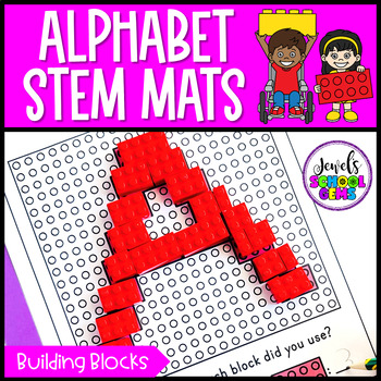Preview of Letter or Alphabet STEM Mats and Makerspace Activities Building Blocks Edition