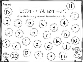 letter or number sort activities for back to school review