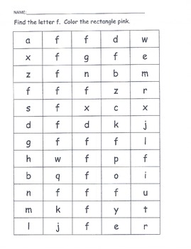 Preview of Letter puzzle search recognition F-J capital lower COMMON CORE bingo dobber