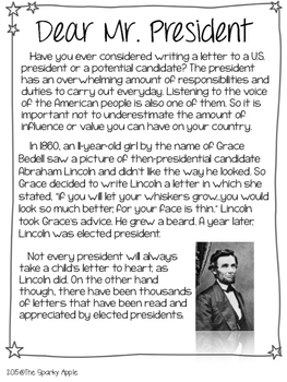 Preview of Celebrating President's Day w/ Letter's to The President