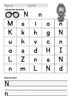 Letter search A-Z 29 Writing Worksheets for Preschool by Creative C's