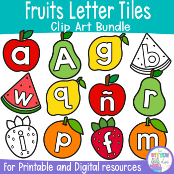 Preview of Letter tiles bundle | Digital fruits letters | For printable and moveable images