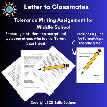 Preview of Letter to Classmates (Tolerance Writing Assignment for Middle School)