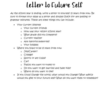 letter to self assignment