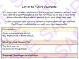 Letter to Future Students - End of Year ELA Graphic Organizer 