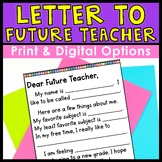 Letter to Future Teacher - End of the Year ESL Activities 
