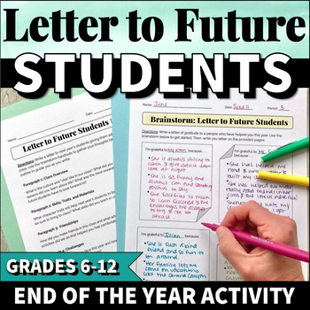 Preview of Letter to Next Years Students & Future Students End of Year ELA Activities