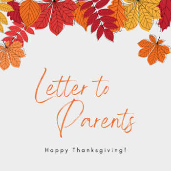 Preview of Happy Thanksgiving Letter to Parent