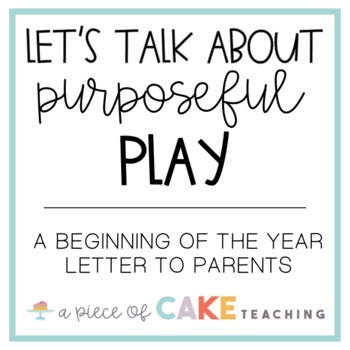 Preview of Letter to Parents About Purposeful Play