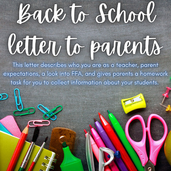 Preview of Letter to Parents-FFA/AG