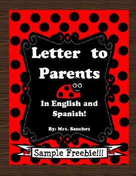 Preview of Letter to Parents in Spanish and English