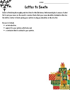 Letter to Santa by Wightman's Anchor Charts | TPT