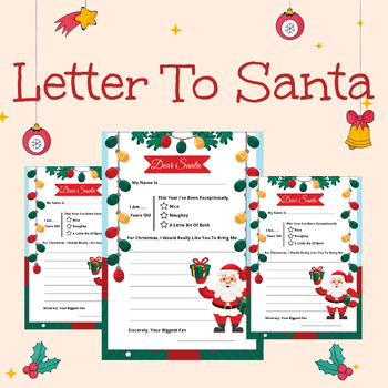 Letter to Santa: A Printable Activity for Kindergarten Students | TPT