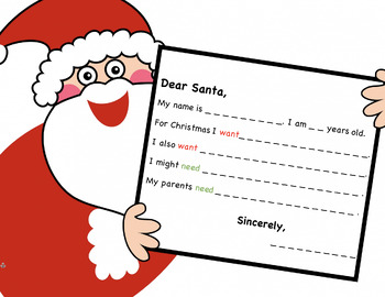 Preview of Letter to Santa Activity - Wants and Needs