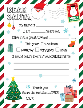 Letter to Santa | Christmas Wish List by Knowledge and Teaching ToolBox