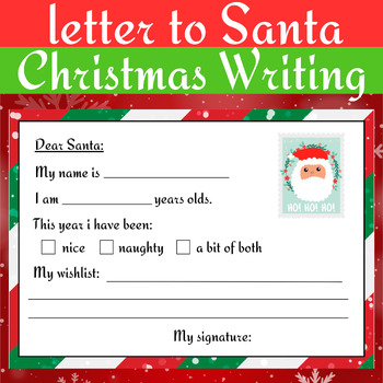 Letter to Santa Claus Christmas Writing by New Time Teacher | TPT