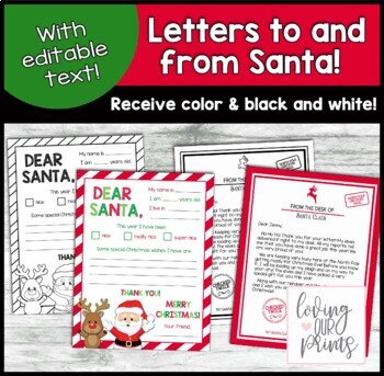 Letter to Santa, Editable Letter from Santa, Letters to and from Santa