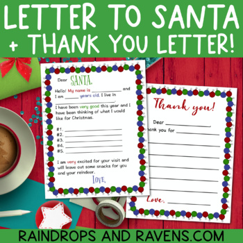 Letter to Santa! PLUS Thank You Letter! by The Education Owl | TpT