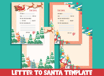 Preview of Letter to Santa Template, 2 Festive Designs for Kids' Letters, Fillable & Blank