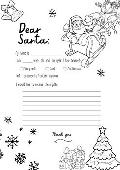 Letter to Santa Template | Christmas Writing Activity Letter No Prep