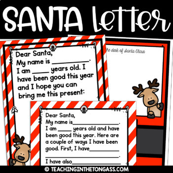 Preview of Letter to Santa Writing Printable Template