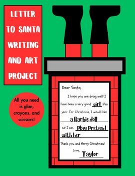 Preview of Letter to Santa Writing and Art Project