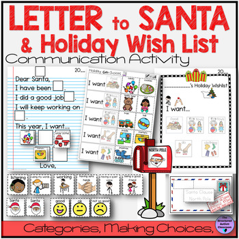 Preview of Letter to Santa and Christmas List Gifts Worksheet Templates Speech, SPED