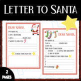 Letter to Santa template for kindergarten