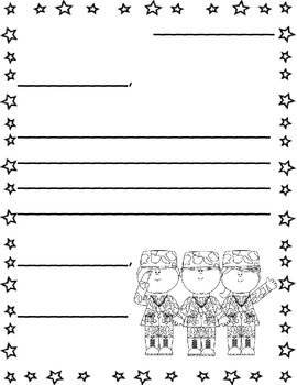 Preview of Letter to Soldiers Template/ Veteran's Day/ 9-11