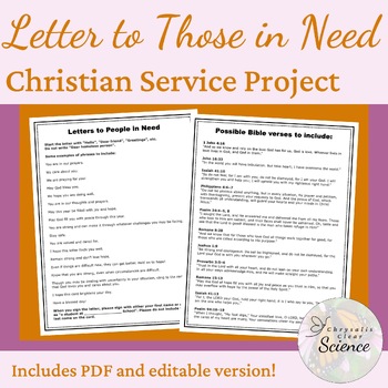 Preview of Letter to Someone in Need (Christian Service Project)