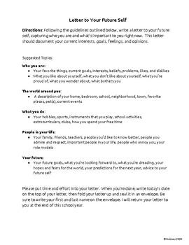 Letter to Your Future Self - Lesson Plan and Instruction Sheet | TpT