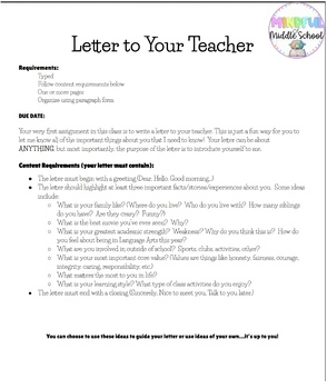 Preview of Letter to Your Teacher