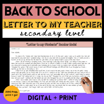 Preview of Letter to my Teacher First Day Complete Lesson and First Week Activity