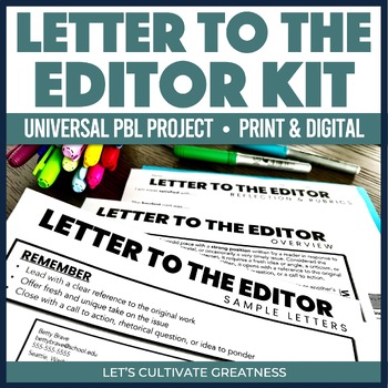 Preview of Letter to the Editor Writing - Opinion Writing PBL Project for Civics or ELA