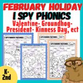 Valentines, Groundhog, Kindness, President Day & More I Spy Phonics February