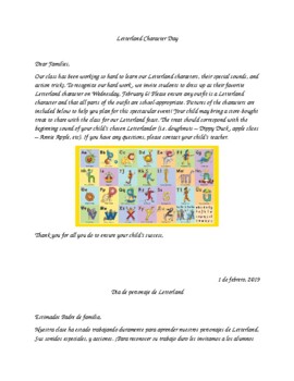Preview of Letterland Day Letter to Families