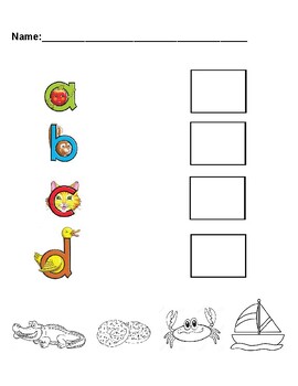 Preview of Letterland Letters and Sounds Matching Activity (A, B, C, D)